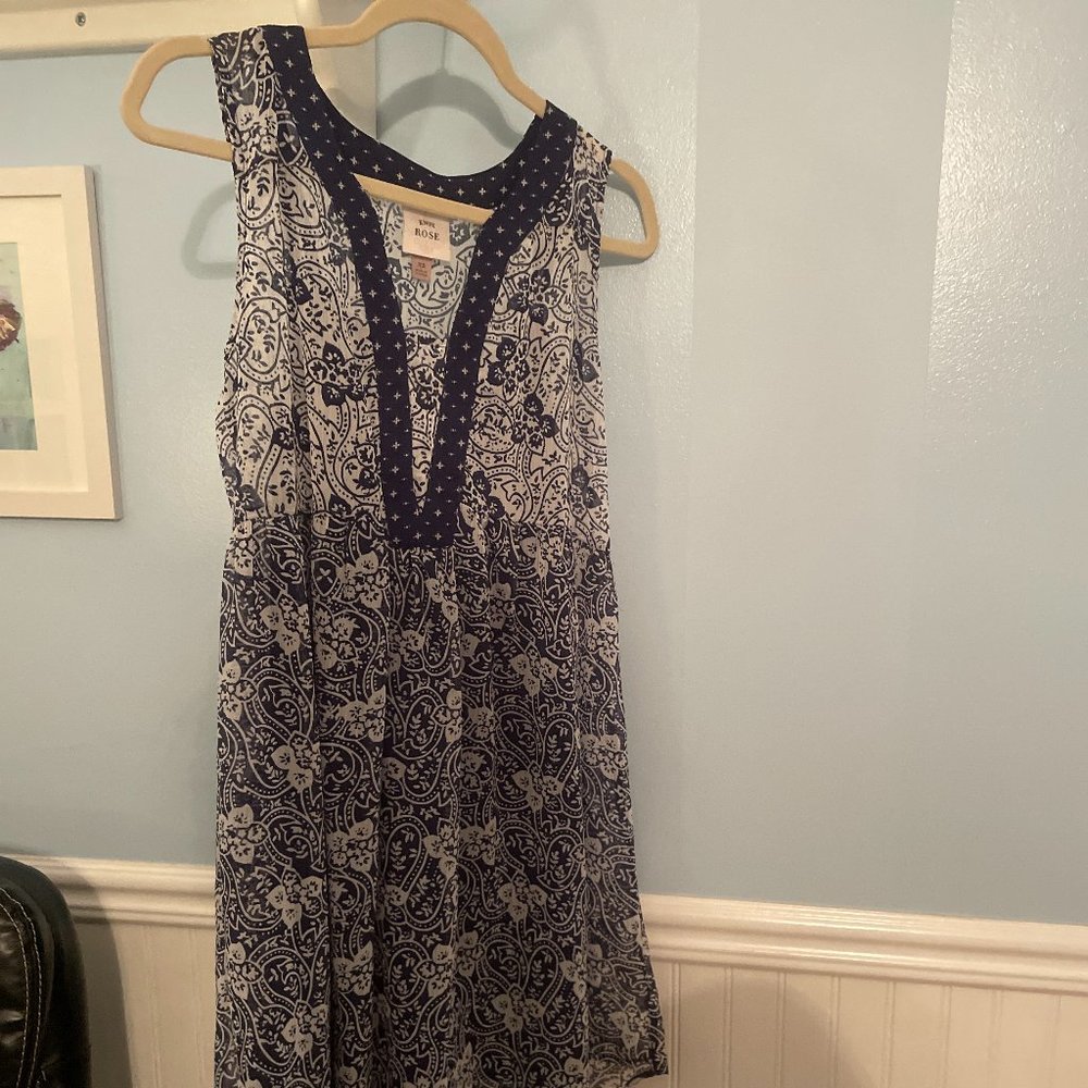 KNOX ROSE TARGET BLUE AND WHITE SLEEVELESS DRESS XSMALL